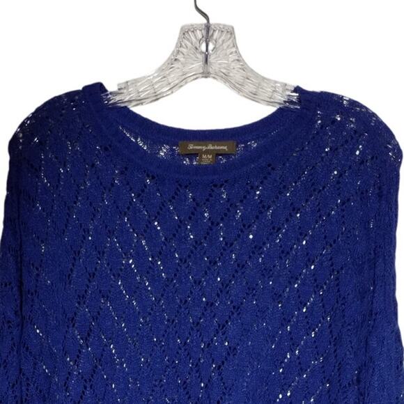 Tommy Bahama Open Knit Blue Linen Cotton Pullover Sweater | Size S - Picture 2 of 7